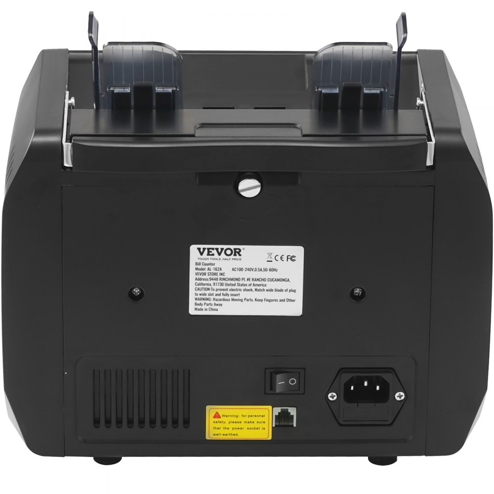 VEVOR Contasoldi, Contabanconote con rilevamento di banconote contraffatte UV, MG, IR e DD, Conta contanti USD ed EUR con modalità Aggiungi e Batch, Ampio display LCD e display esterno