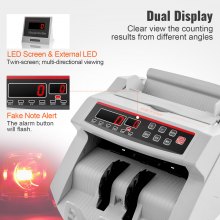 VEVOR Contasoldi, Contabanconote con rilevamento di banconote contraffatte UV, MG, IR e DD, Conta contanti USD ed EUR con ampio display LCD e display esterno per ufficio imprese
