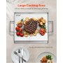 VEVOR Piastra in Acciaio Inox, Piastra Rettangolare Universale da 448x370 mm, Piastra a Gas, Pentole da Fornello Portatili per Famiglie con Manico, per Campeggio, Festa, Picnic, Eventi da Esterno