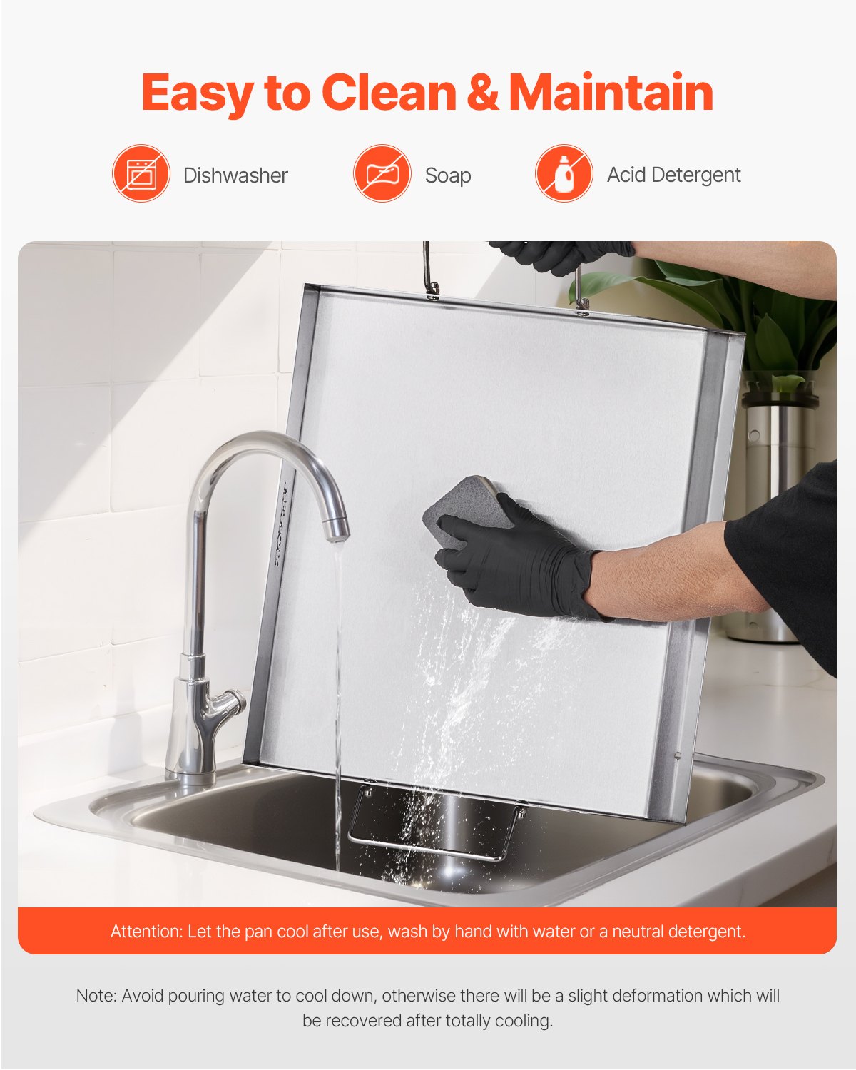 VEVOR Piastra in Acciaio Inox, Piastra Rettangolare Universale da 448x370 mm, Piastra a Gas, Pentole da Fornello Portatili per Famiglie con Manico, per Campeggio, Festa, Picnic, Eventi da Esterno