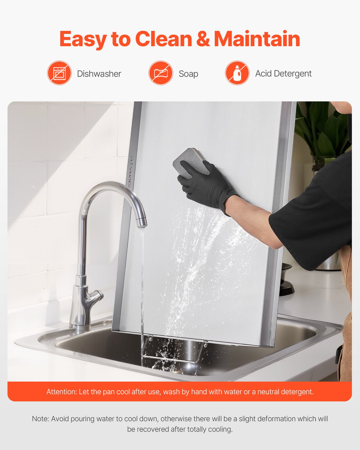 VEVOR Piastra in Acciaio Inox, Piastra Rettangolare Universale da 809x370 mm, Piastra a Gas, Pentole da Fornello Portatili per Famiglie con Manico, per Campeggio, Festa, Picnic, Eventi da Esterno