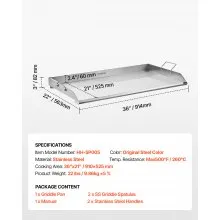 VEVOR Piastra Superiore Piatta in Acciaio Carbonio Universale Padella 910x525 mm