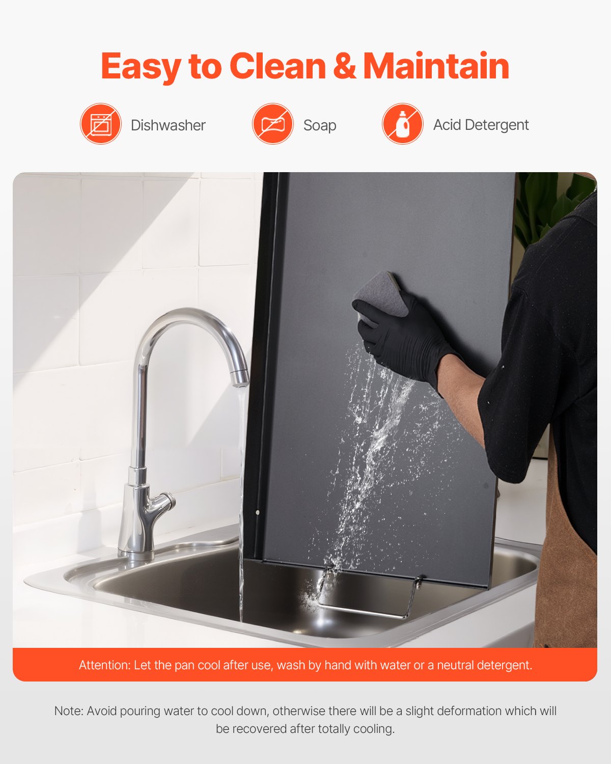 VEVOR Piastra in Acciaio Carbonio, Piastra Rettangolare Universale da 606x360 mm, Piastra a Gas, Pentole da Fornello Portatili per Famiglie con Manico, per Campeggio Festa Eventi da Esterno