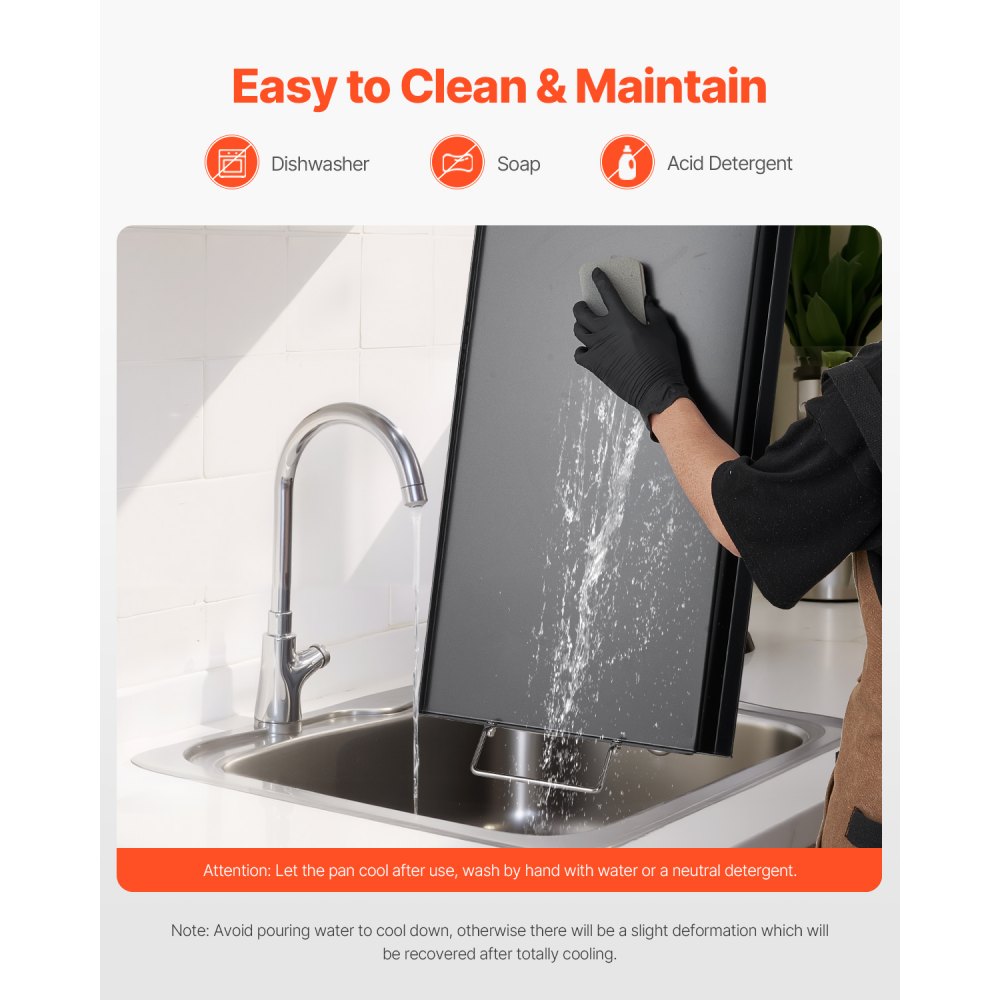 VEVOR Griddle Plate, Carbon Steel Universal Rectangular Plate (812 x 310 mm) with Flat Top, Gas Grill Griddle Plate for BBQ Grill Teppanyaki, Portable Family Cookware with Handle