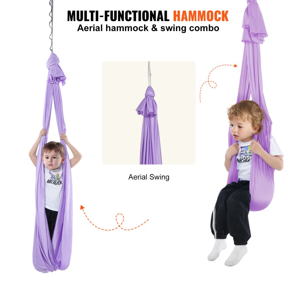 VEVOR Aerial Yoga Hammock Set 2.8 x 1.6 m, Purple Aerial Yoga Swing Air Flying, Children's Aerial Yoga Hammock Swing 250 kg Max. Load Capacity, incl. Yoga Socks & O-Shaped Sling & Ceiling Mount