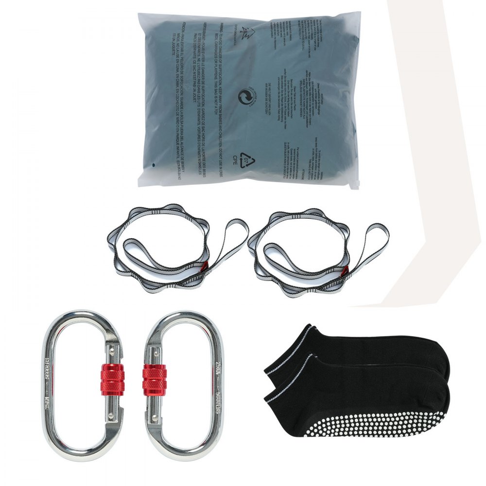 VEVOR Amaca e Altalena per Yoga Aerea, 5,5 Metri, Starter Kit per Yoga Aerea con Tessuto in Nylon da 100 g/m², Hardware Completo e Guida di Installazione Facile, Volo Antigravità Verde