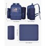 VEVOR Zaino da Picnic per 4 Persone, Capacità di 20 L Borsa da Picnic da Spiaggia con Portabottiglie Vino Staccabile, Coperta Leggera, Piatti e Sei di Posate per Esterni, Blu Marino
