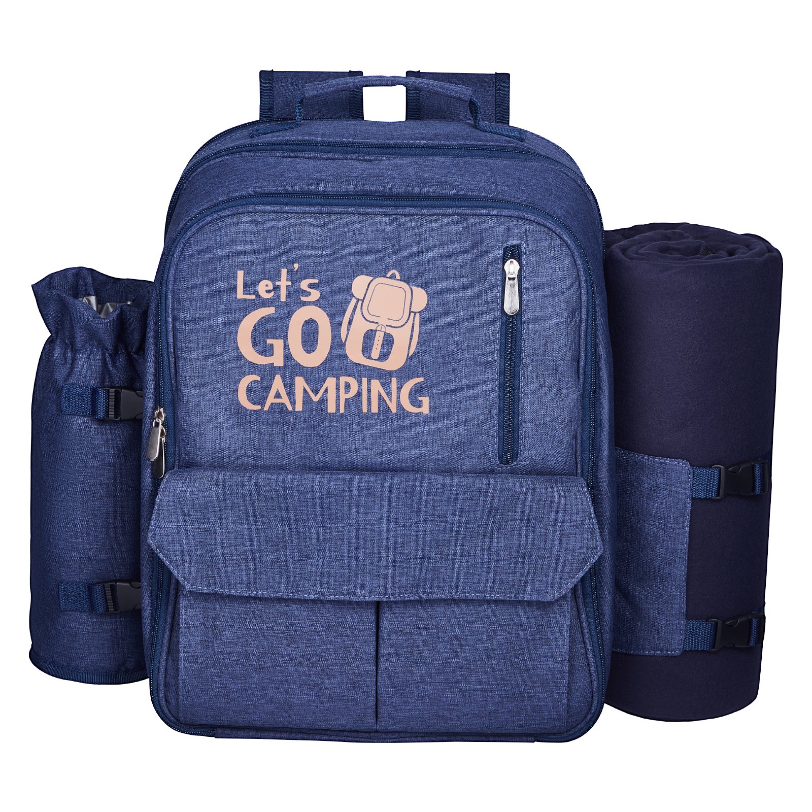 VEVOR Picnic Backpack/Picnic Bag (20 L) for 4 People with Insulated & Cooler Compartment & Removable Bottle/Wine Holder, Lightweight Blanket, Plate and Cutlery Set for Hiking and Camping, Navy Blue