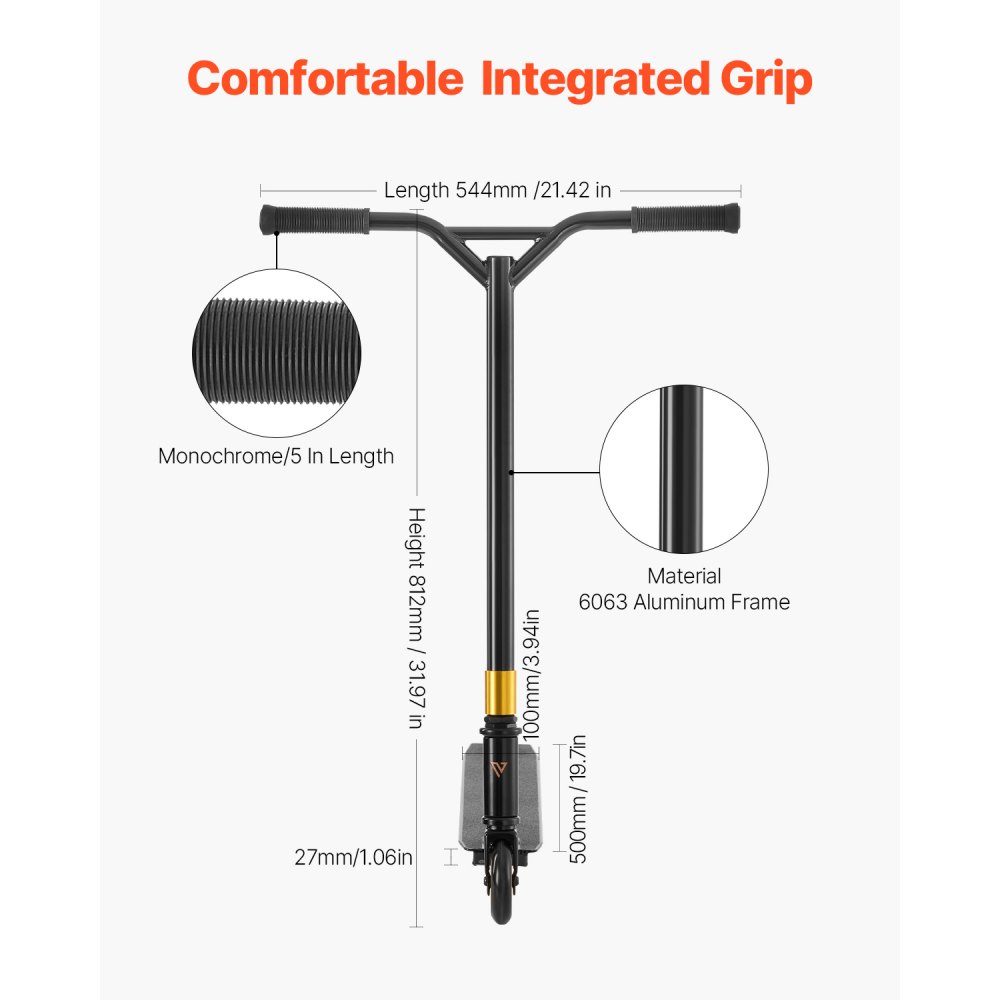 VEVOR Stunt Scooter, complete trick scooter for children aged 11-13 years, teenagers, boys and girls, freestyle street rider for advanced and beginner riders, lightweight aluminum deck