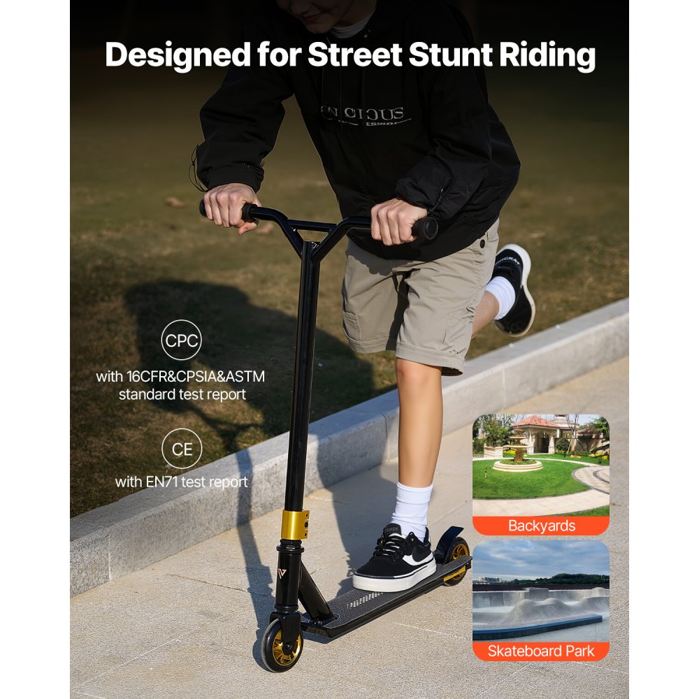 VEVOR Stunt Scooter, complete trick scooter for children aged 11-13 years, teenagers, boys and girls, freestyle street rider for advanced and beginner riders, lightweight aluminum deck