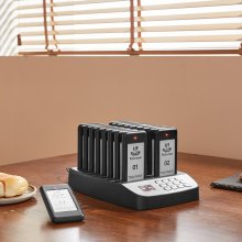 VEVOR Cercapersone per ristoranti, Segnale coda wireless con portata 500 m, Cercapersone per chiamata ospite con vibrazione e lampeggiamento, 16 cercapersone per camion di cibo, Chiesa