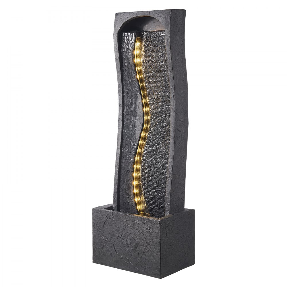 VEVOR Fontana da Esterno, Fontana e Cascata da 340 x 220 x 980 mm, Fontane a 1 Livello con Base in Pietra da Pavimento con Luce LED e Pompa, per Esterni, Interni, Giardino, Casa, Patio e Cortile