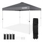 VEVOR Gazebo Tenda Pop-up Pieghevole 3 x 3 m Telo Rivestito in Argento PU 250 D con Borsa a Rotelle Portatile, Tendalino Impermeabile per Eventi Feste da Campeggio all'Aperto Giardino Cortile Grigio
