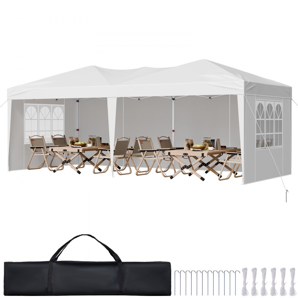 VEVOR Gazebo Pop-up Tendalino Esterno 5,9x2,96 m per Eventi Campeggio Bianco