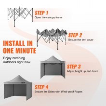 VEVOR Gazebo Tenda Pop-up Pieghevole con Pareti Laterali Rimovibili Gazebo 304,8 x 304,8 cm Portatile con Borsa a Rotelle, Tendalino Impermeabile per Eventi Feste Campeggio all'Aperto Giardino Cortile