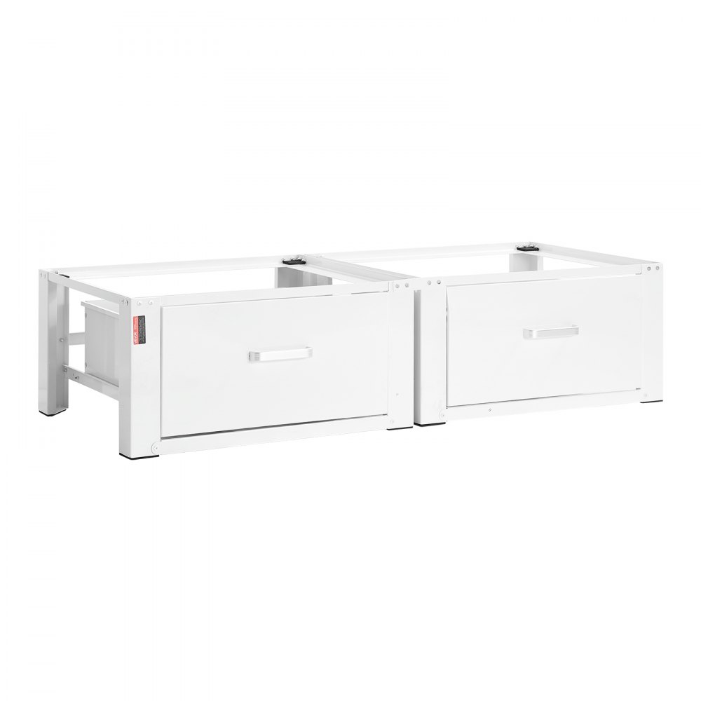 VEVOR Supporto per Lavatrice Asciugatrice Base Universale Altezza 290 mm Carico max. 150 kg Piedini Antiscivolo, Piedistallo per Lavatrice in Acciaio Set da 2 pezzi con Cassetto Portaoggetti, Bianco