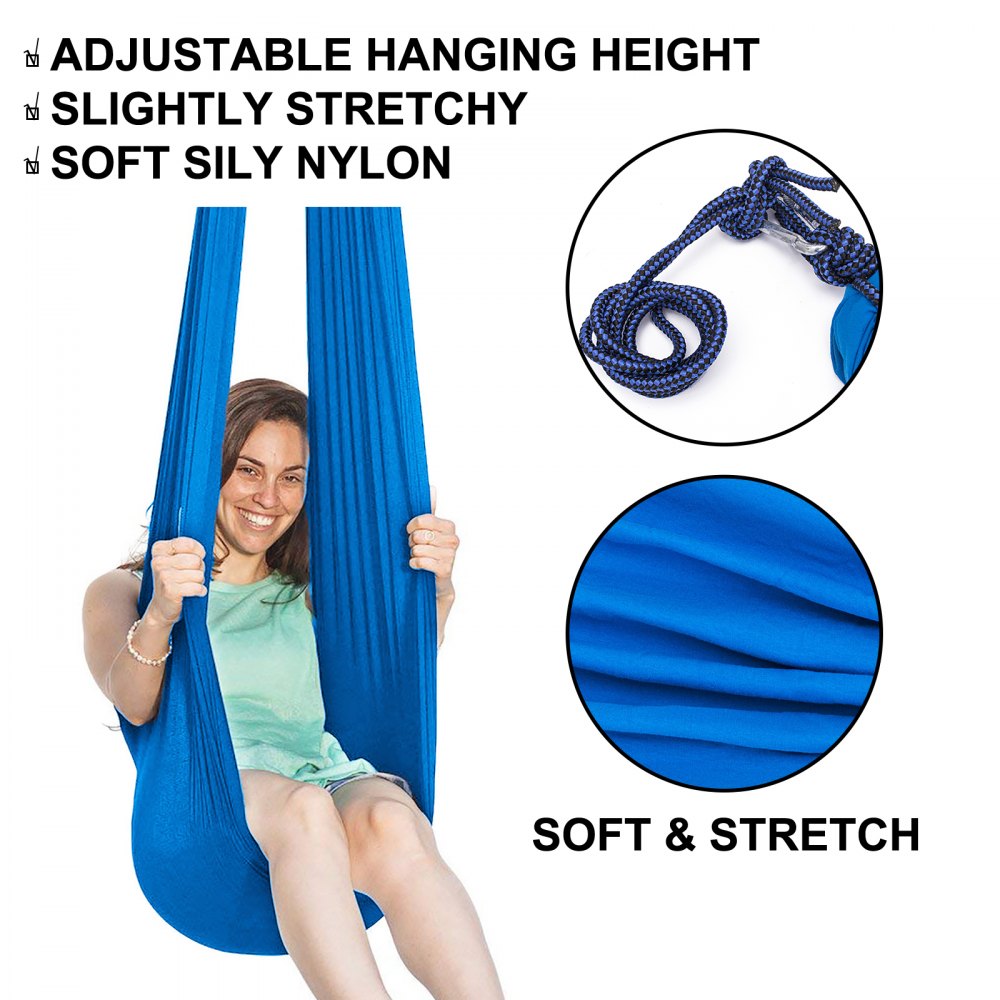VEVOR Amaca Yoga Antigravity Blu, Yoga Amaca per Pilates Altalena Amaca Altalena Yoga per Volo Aereo in Nylon Liscio per Bambini o Adulti, Terapia con Corda capacità Nominale 80KG, Massima 100KG