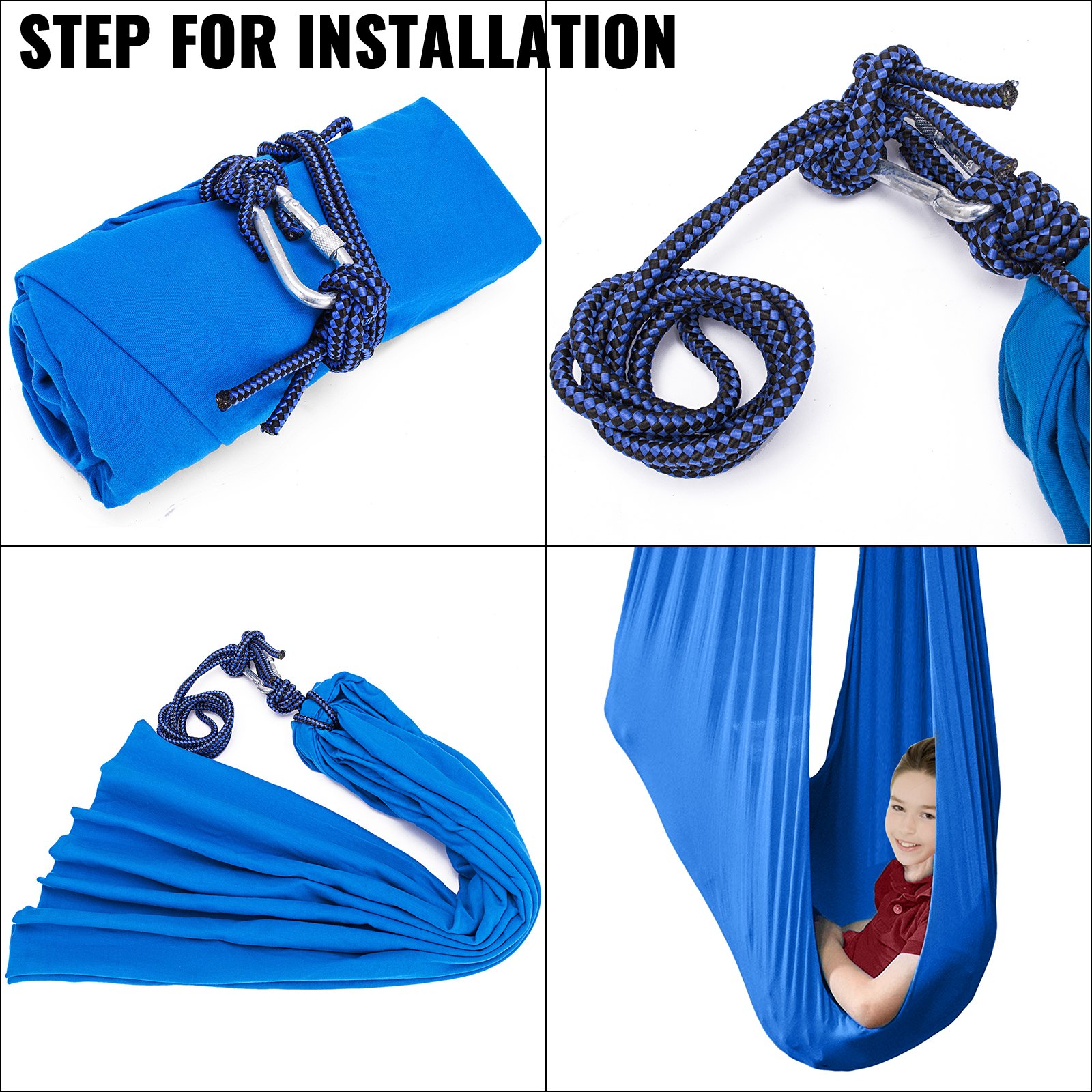 VEVOR Amaca Yoga Antigravity Blu, Yoga Amaca per Pilates Altalena Amaca Altalena Yoga per Volo Aereo in Nylon Liscio per Bambini o Adulti, Terapia con Corda capacità Nominale 80KG, Massima 100KG