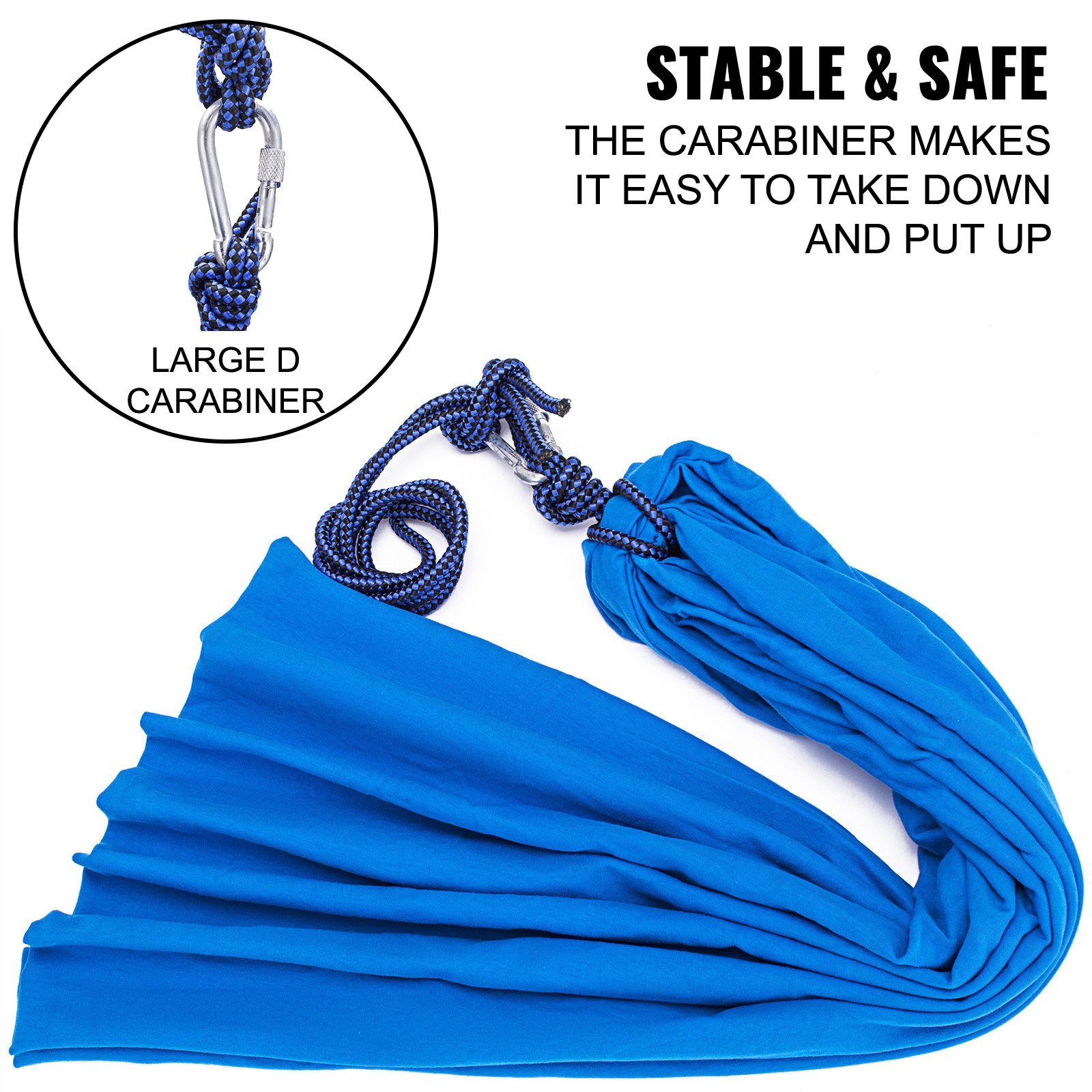 VEVOR Amaca Yoga Antigravity Blu, Yoga Amaca per Pilates Altalena Amaca Altalena Yoga per Volo Aereo in Nylon Liscio per Bambini o Adulti, Terapia con Corda capacità Nominale 80KG, Massima 100KG