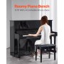 VEVOR Panca per Pianoforte 560 x 350 x 485 mm Sedia per Tastiera, Cuscino imbottito ad Alta Densità, Scomparto Portaoggetti per Libri di Musica, Sgabello per Libreria per Pianoforte, Carico 136 kg