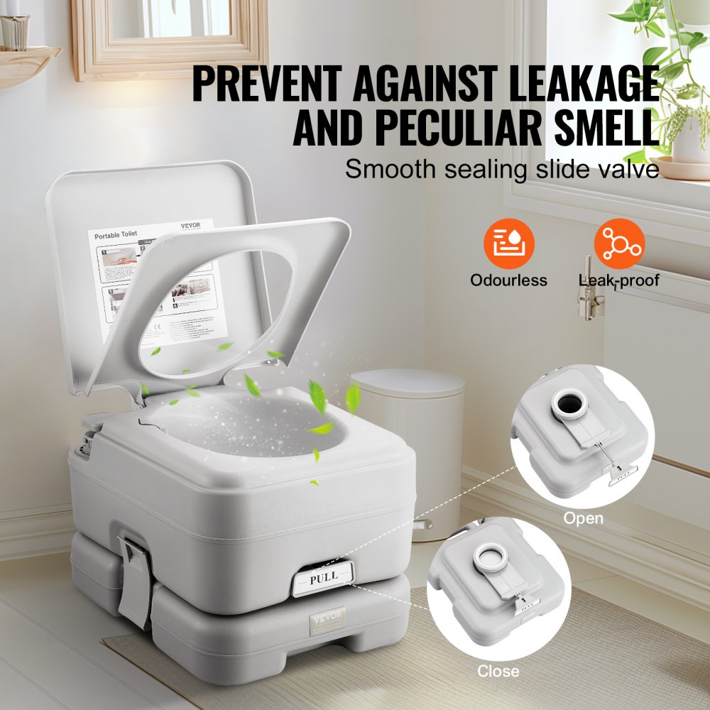 VEVOR Toilette Portatile da Campeggio 430 x 340 x 300 mm Toilette da Viaggio a Prova di Perdite e Inodore con Serbatoio di Scarico da 12 L Vasino Porta per Auto da Campeggio per Adulti e Bambini