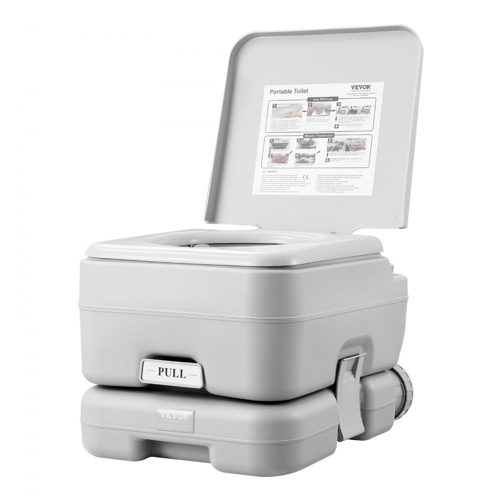 VEVOR Portable Toilet for Camping, Porta Potty with 3.2-Gallon Waste Tank and 3.2-Gallon Flush Tank, Toilet Chair with Push-Button Flush, Leak-Proof and Odorless Travel Toilet for Adults, Children, and Camper Vans