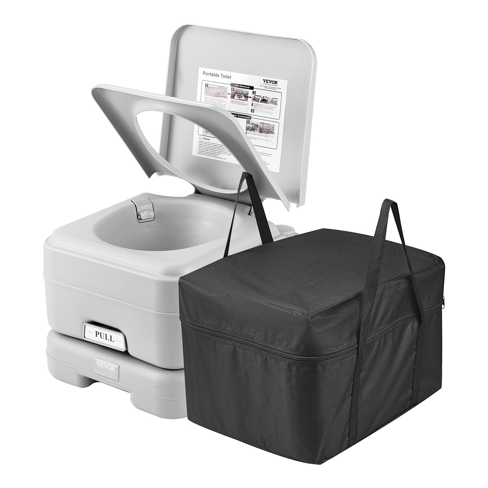 VEVOR Toilette Portatile da Campeggio 430 x 340 x 300 mm Toilette da Viaggio a Prova di Perdite e Inodore con Serbatoio di Scarico da 12 L Vasino Porta per Auto da Campeggio per Adulti e Bambini