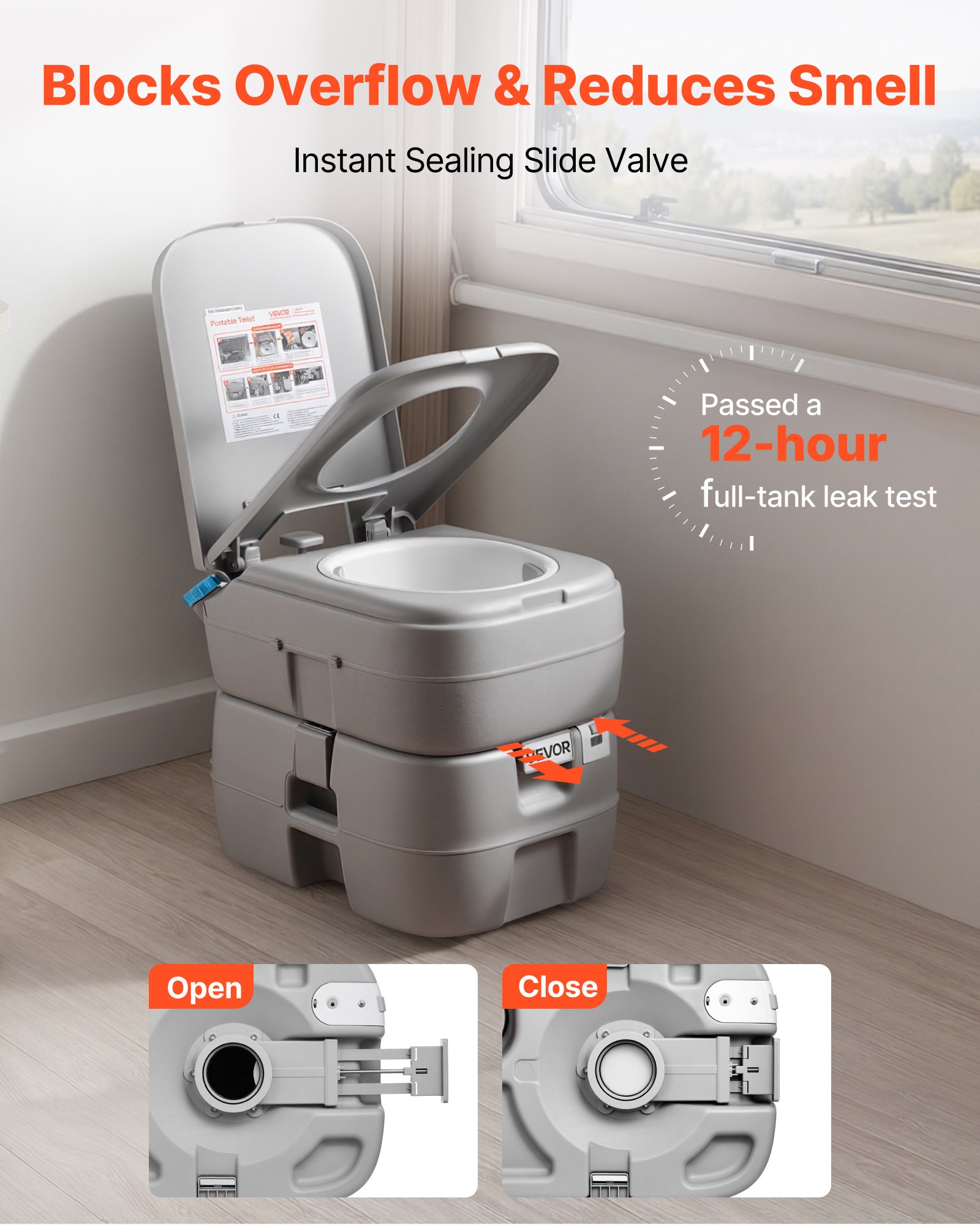 VEVOR Toilette da Campeggio Portatile con Scarico Toilette Portatile con Serbatoio di Scarico Rimovibile Capienza ca. 30 L, WC per Casa Camper Barca Escursionismo da Viaggio Serbatoio d'Acqua 19 L