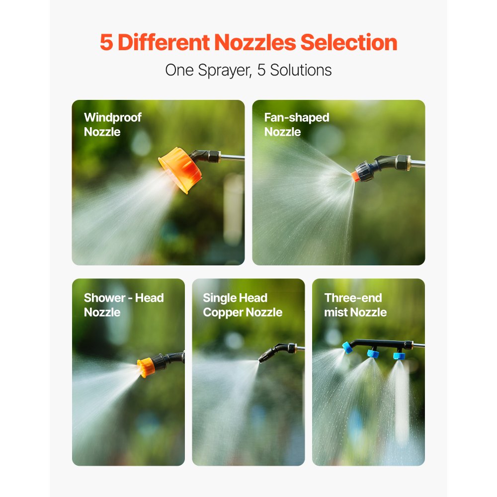 VEVOR Spruzzatore a Zaino Alimentato a Batteria 12 L Irroratrice a Spalla per Giardino, 2 Lance Retrattili e 5 Ugelli, Autonomia di 2 Ore, Spruzzatori Portatili per Diserbanti, Bianco e Arancione