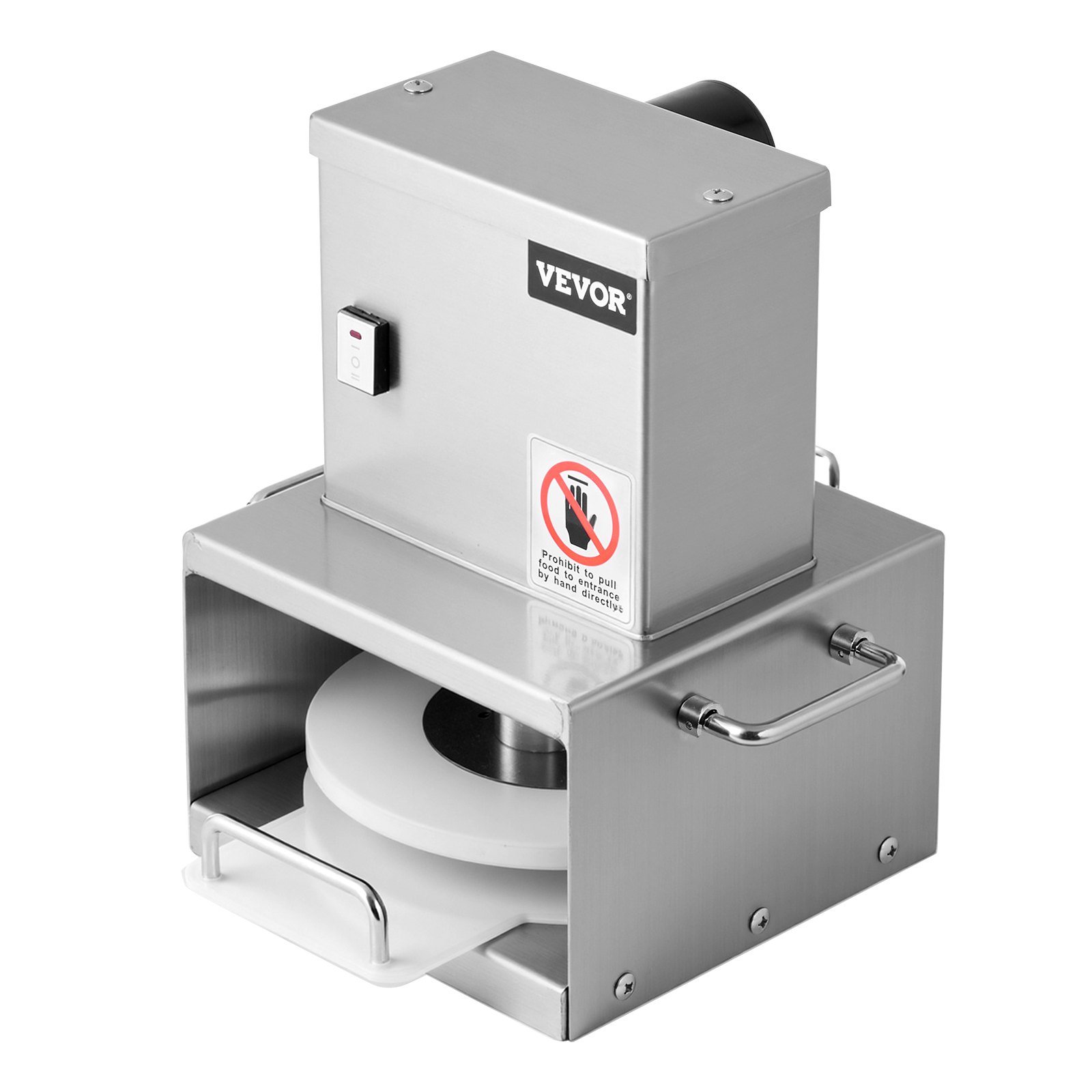 VEVOR Macchina per Pressatura della Pasta per Pizza Elettrica in Acciaio Inossidabile, Piastra per Pressatura della Pasta per Pizza, con Spessore Regolabile, con 100 Fogli di Carta da Forno