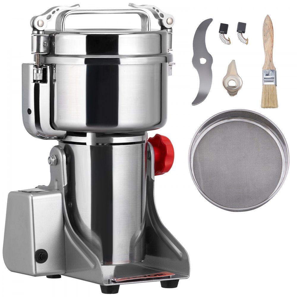 VEVOR Mulino Elettrico per Macina Spezie Cereali Alimenti Secchi Capienza max. da 2500g in Acciaio Inox Tipo Oscillante con Schermo di Controllo, Mulino Elettrico per Cereali Spezie Erbe Macinacaffè