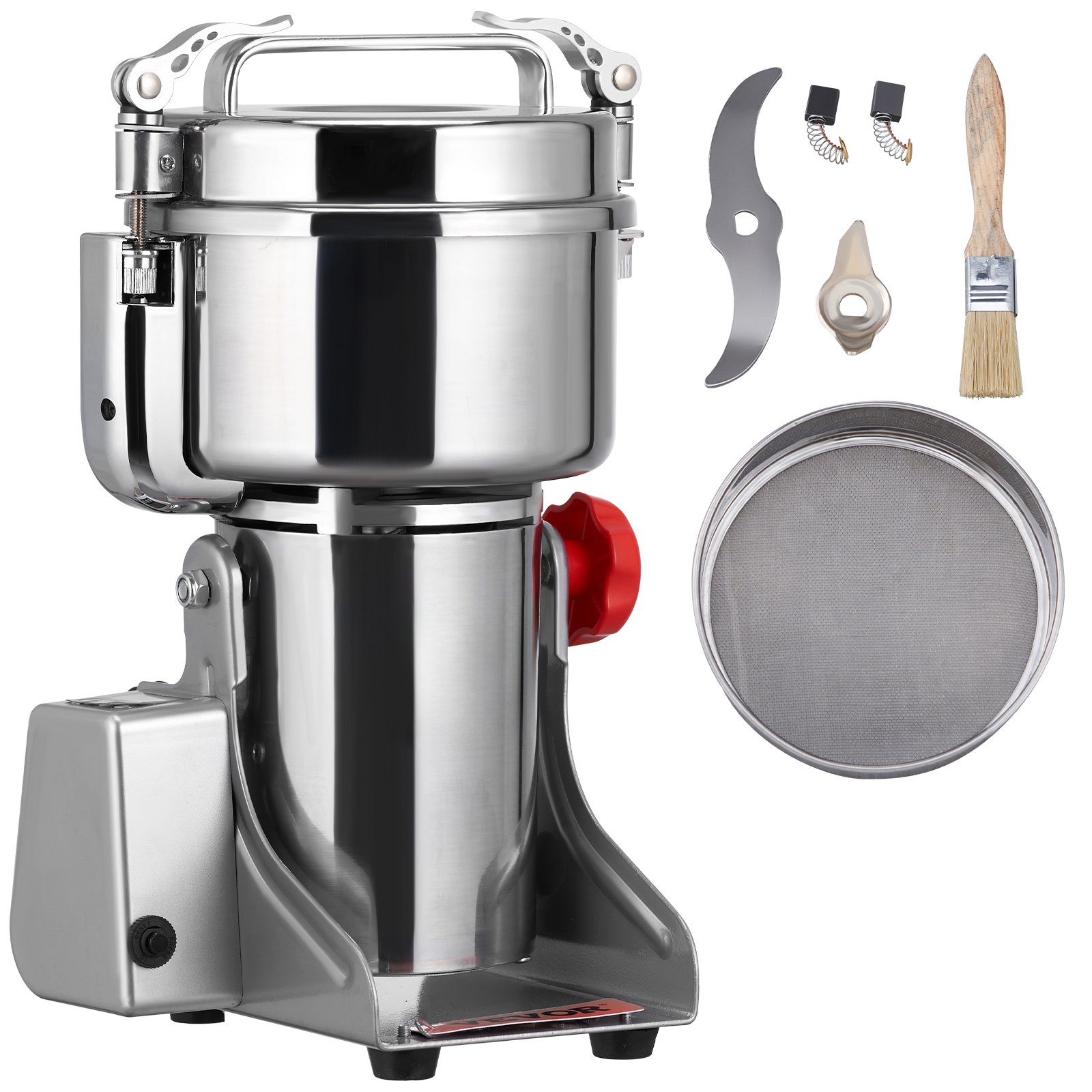 VEVOR Mulino Elettrico per Macina Spezie Cereali Alimenti Secchi Capienza max. da 2500g in Acciaio Inox Tipo Oscillante con Schermo di Controllo, Mulino Elettrico per Cereali Spezie Erbe Macinacaffè