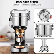 VEVOR Mulino Elettrico da Banco per Macina Spezie Cereali Alimenti Secchi Capienza max. da 300g Acciaio Inox Velocità 25000 giri/min, Mulino Elettrico 35x15cm per Cereali Spezie Erbe Orzo Macinacaffè