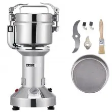 VEVOR Mulino Elettrico da Banco per Macina Spezie Cereali Alimenti Secchi Capienza max. da 300g Acciaio Inox Velocità 25000 giri/min, Mulino Elettrico 35x15cm per Cereali Spezie Erbe Orzo Macinacaffè