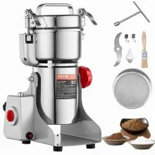 VEVOR 300g Mulino Elettrico per Cereali, Macina Spezie Commerciale Alta Velocità 1500 W, Macchina Polverizzazione in Acciaio Inox, per Cereali Secchi, Spezie, Caffè, Mais, Pepe, Tipo Oscillante