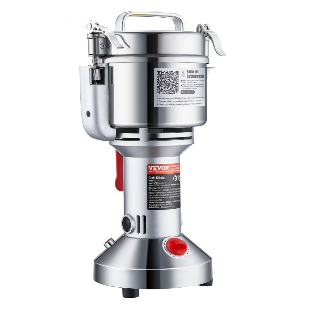 VEVOR 750g Mulino Elettrico per Cereali, Macina Spezie Commerciale Alta Velocità 2000 W, Macchina Polverizzazione in Acciaio Inox, per Cereali Secchi, Spezie, Caffè, Mais, Pepe, Tipo Oscillante