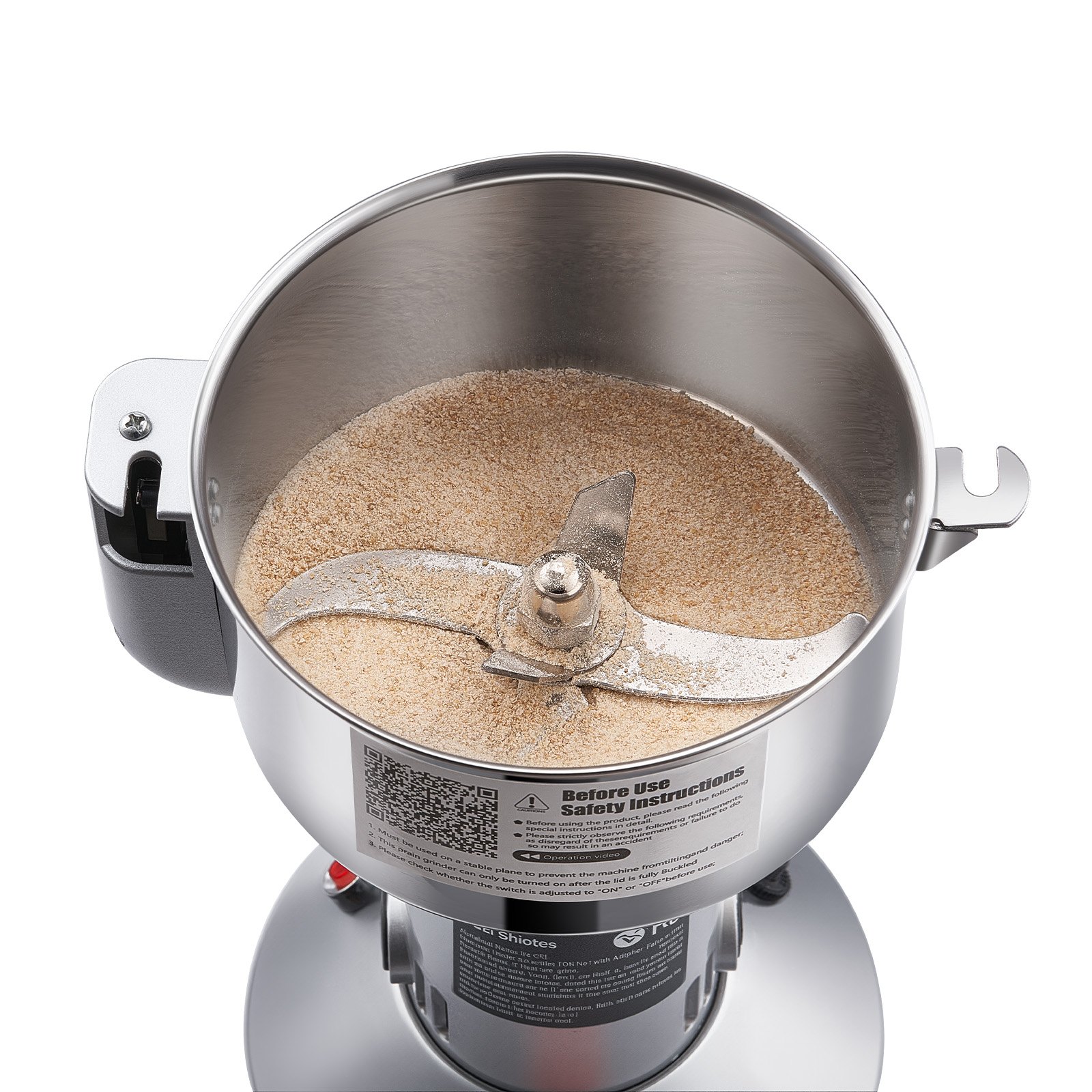 VEVOR 750g Mulino Elettrico per Cereali, Macina Spezie Commerciale Alta Velocità 2000 W, Macchina Polverizzazione in Acciaio Inox, per Cereali Secchi, Spezie, Caffè, Mais, Pepe, Tipo Oscillante