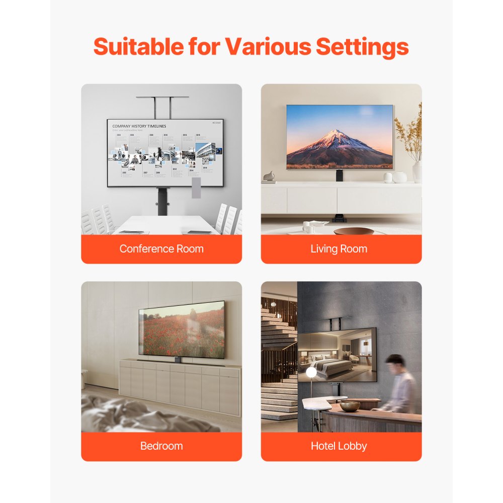 VEVOR Supporto TV Motorizzato Staffa Supporto per TV Capacità di Carico max. 54 kg, Telaio TV Elettrico Verticale a Sollevamento di Altezza con Telecomando per TV 813-1178 mm con VESA 60x40 cm