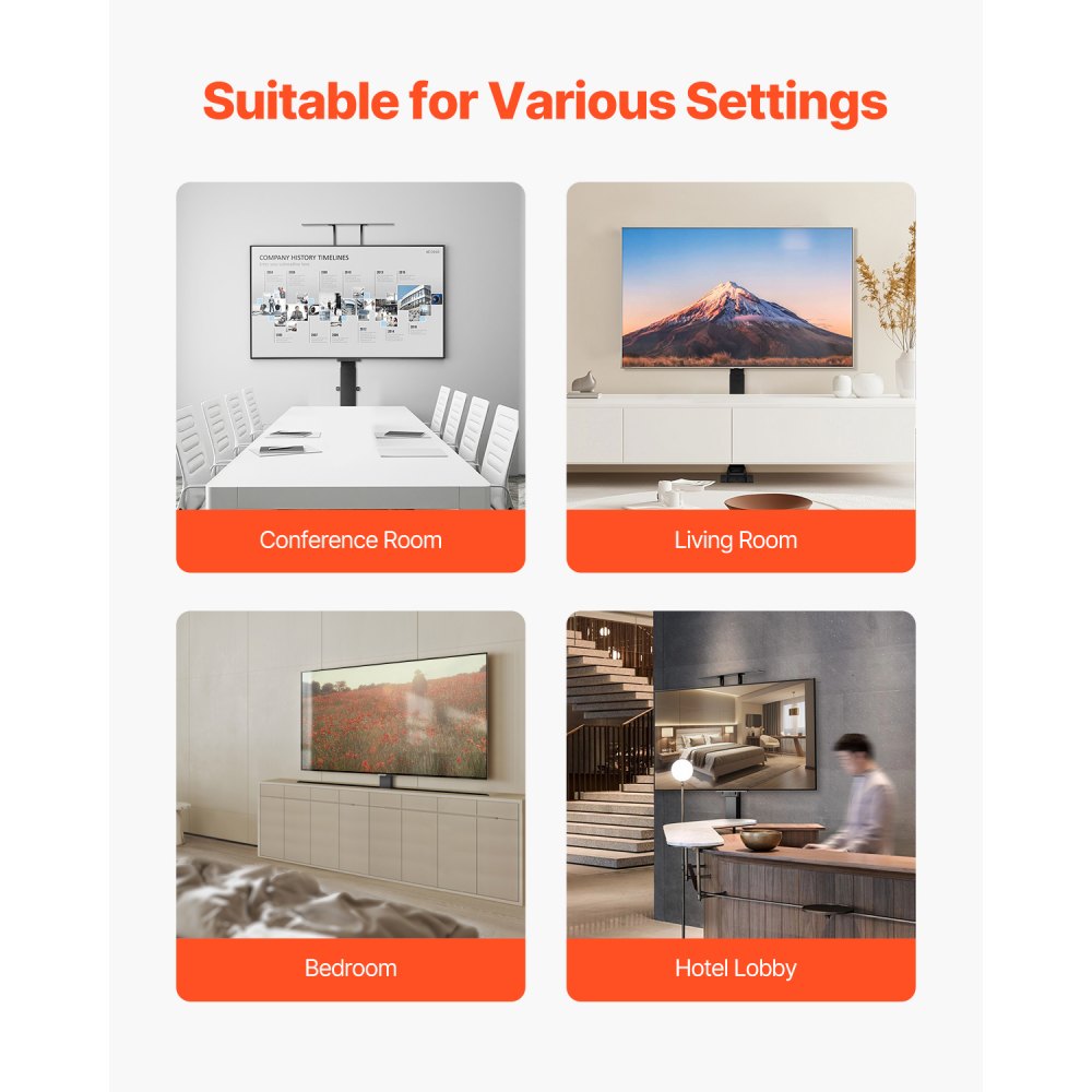 VEVOR Motorized TV Lift Stand, Adjustable Bracket for TV Lift Stands (60 kg Load Capacity), Vertical Electric TV Mount with Remote Control, for 813-1397 mm (Not for Cabinet Use)