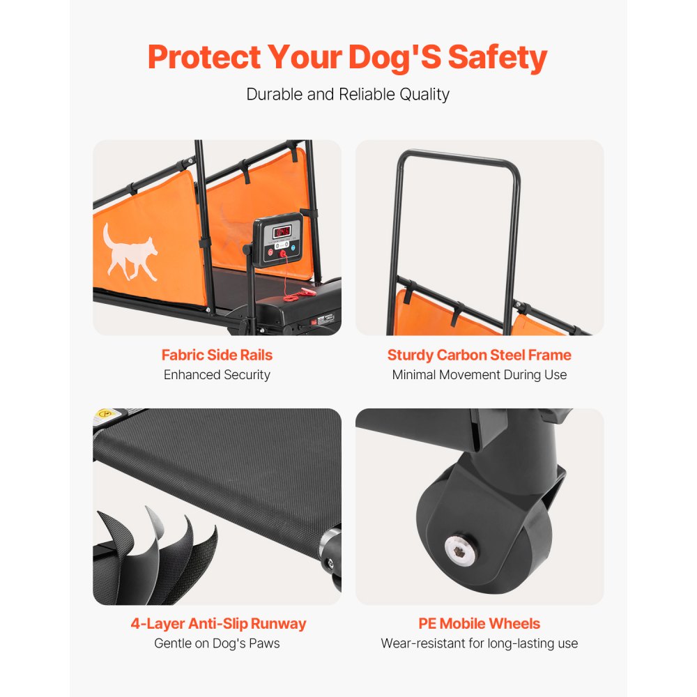 VEVOR Tapis Roulant per Cani di Taglia Media, Capacità di Peso di 90 kg Macchina Elettrica per Correre con 3 Rampe Regolabili, Tapis Roulant per Animali Domestici da Interno con Schermo LCD, Nero