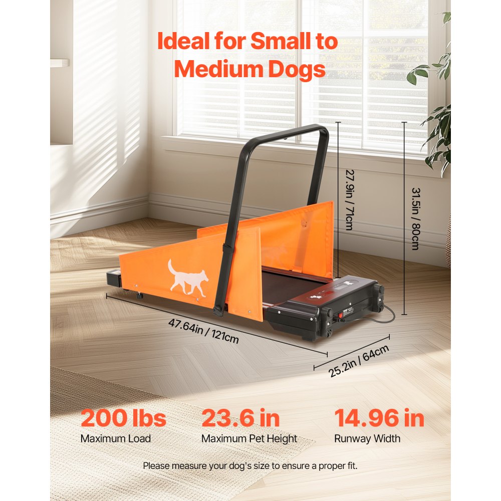 VEVOR Tapis roulant per Cani di Taglia M, Capacità 90,7 kg, Macchina Elettrica per Correre per Cani, Tapis Roulant per Animali Domestici da Interno con Schermo LCD e Barra Pieghevole, Tapis Roulant