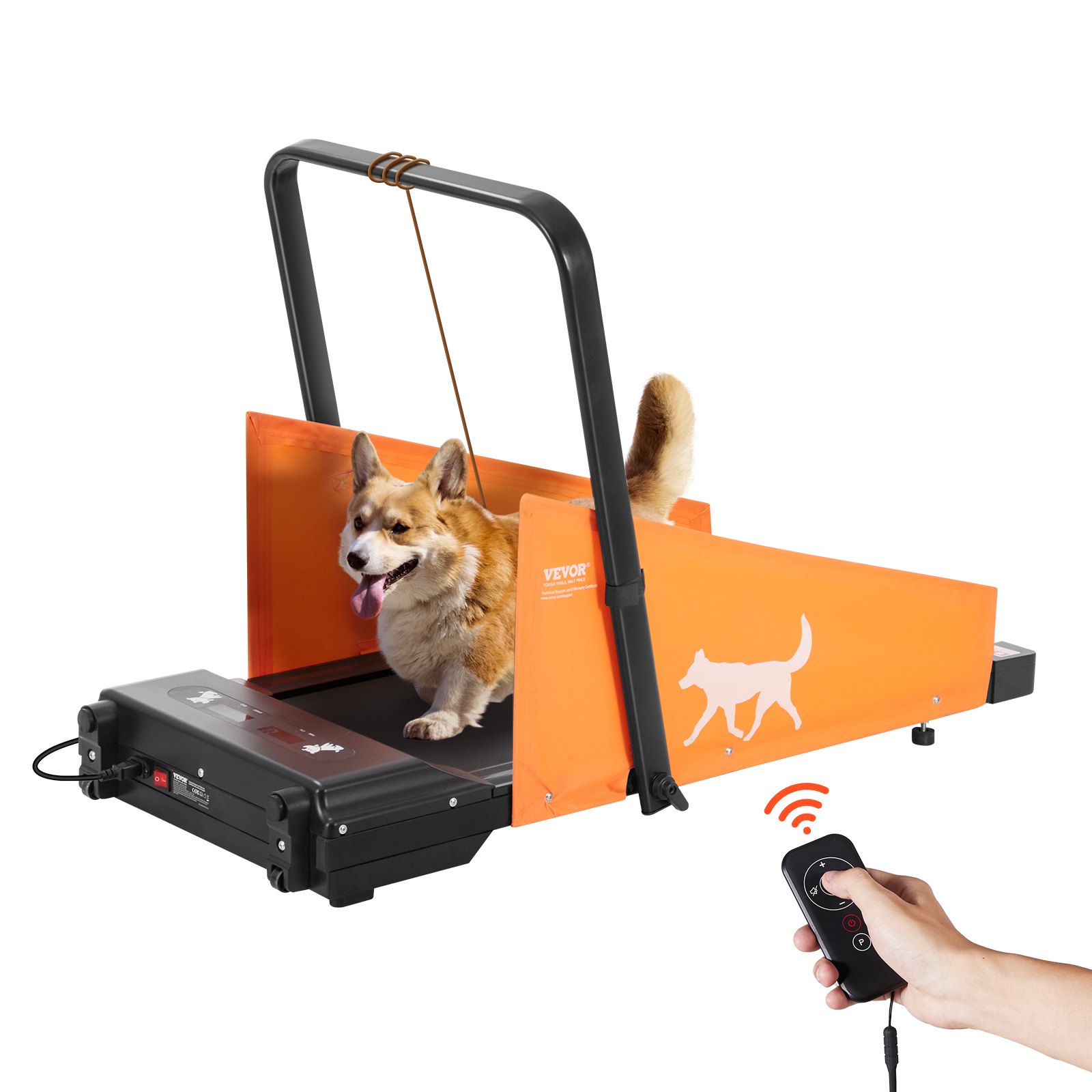 VEVOR Tapis roulant per Cani di Taglia M, Capacità 90,7 kg, Macchina Elettrica per Correre per Cani, Tapis Roulant per Animali Domestici da Interno con Schermo LCD e Barra Pieghevole, Tapis Roulant
