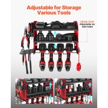 VEVOR Scaffale per Utensili Elettrici da Parete, Portautensili da Parete per Trapani a 3 Livelli con 4 Supporti per Trapano, Portaoggetti con Pannelli Forati Laterali, per Utensili da Garage Officina