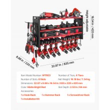 VEVOR Scaffale per Utensili Elettrici da Parete, Portautensili da Parete per Trapani a 4 Livelli con 8 Supporti per Trapano, Portaoggetti con Pannelli Forati Laterali, per Utensili da Garage Officina