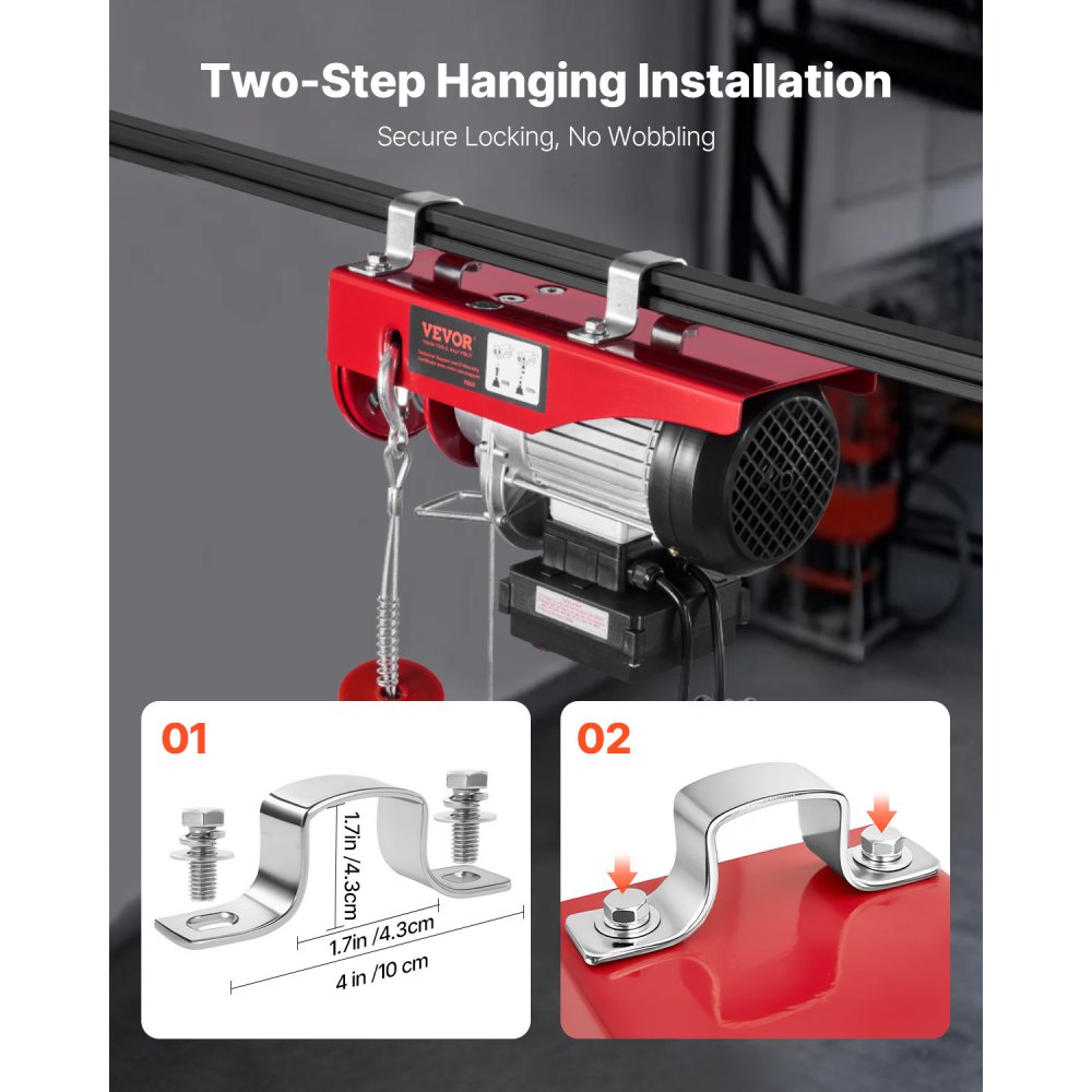 VEVOR Electric Winch, 600 kg, Motor Winch with 100 m Wireless and 4.2 m Wired Remote Control, 12 m Lifting Height with Single Cable, Single/Double Slings, Lifting Equipment for Garage, Warehouse, Factory