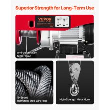 VEVOR Paranco Elettrico Portata Doppio Cavo 200kg con Telecomando a Filo Garage