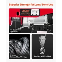 VEVOR Paranco Elettrico Doppio Cavo Carico max. 200kg, Telecomando a Filo 4,2m, Altezza di Sollevamento Cavo Doppio 6 m, Paranco Arresto di Emergenza, Sollevatore per Garage, Magazzino, Fabbrica