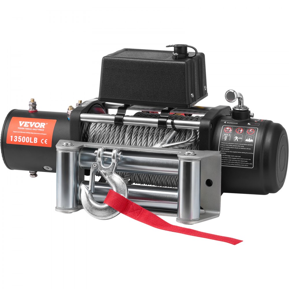 VEVOR Verricello Elettrico 6123 kg Verricello per Camion 12 V CC con Cavo in Acciaio Φ1,0 x 2438,4 cm Passacavo a Rulli, Telecomando Senza Fili e Cablato, per Traino di Fuoristrada SUV Jeep Camion