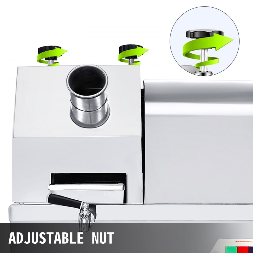 VEVOR Spremiagrumi Elettrico di Canna da Zucchero Macchina per Succo di Canna 750W da 300KG, Centrifuga per Zucchero per Canna da Zucchero Argento in Acciaio Inossidabile per Negozi di Bevande