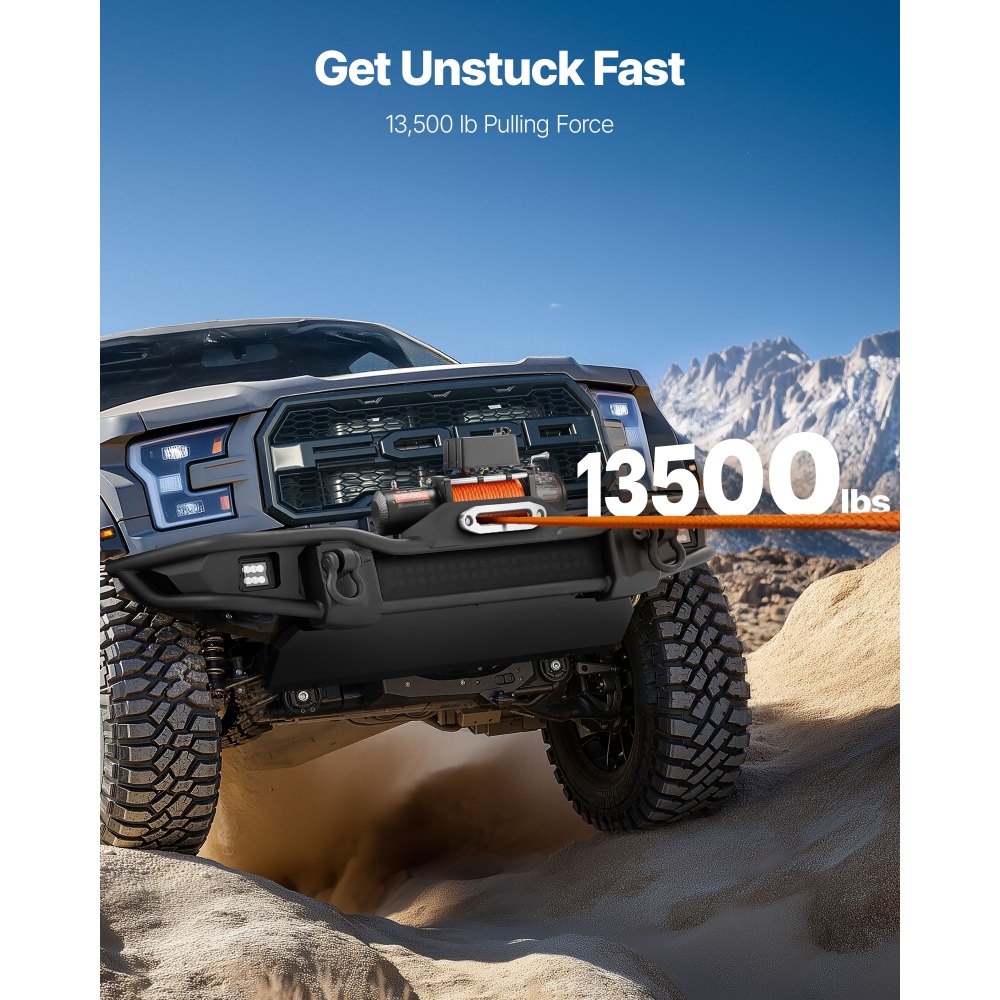 VEVOR Paranchi Verricello Elettrico 6123 kg Verricello per Camion con Corda Sintetica